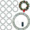 Fovths 24 Pieces Metal Christmas Wire Wreath Frame 24 Inch Green Wreath Ring with Floral Wire Form Front Door Garland Frame for Christmas Wedding Home DIY Crafts Supplies