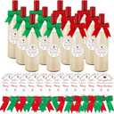 XunYee 48 Pcs Christmas Coquito Bottles Stickers and Bows for Wine Bottles Coquito Stickers Xmas Personalized Labels for Drinks Bottles Oils Dinner(No Wine Bottle)