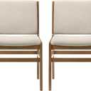 Christopher Knight Home Coston Contemporary Fabric Upholstered Dining Chairs Set of 2, Wooden Dining Room Armless Chair, Comfy Kitchen Side Chair, Wheat and Walnut, 19.75 "W x 23.25 "D x 33.0 "H