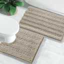 Yimobra Luxury Chenille Shaggy Bathroom Rug Set, 2 Pack Soft Fluffy Plush U Shaped Toilet Bath Mat, Extra Thick, Non-Slip, Water Absorbent, Machine Washable (Camel, 17" x 24"+20" x 24.4".4")