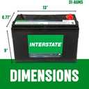 Interstate Batteries Marine Deep Cycle Battery 12V 100Ah 925CCA (31-AGM5) Pure Matrix Power Commercial Battery Pure Lead AGM Replacement (Group 31) Auxiliary Units APU, Starting Engines, Heavy Duty