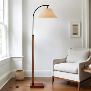 63" Floor Lamp for Living Room with Foot Switch Wood Standing Lamp Tall Lamp Mid Century Modern Arc Floor Lamps for Bedroom Office Industrial Reading