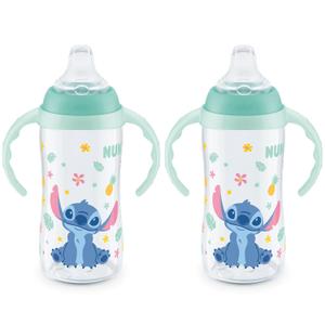 NUK Learner Cup, 10 Oz, Pack of 2, Disney's Stitch  Soft Spout, Easy-Grip Handles, BPA Free, Spill Proof Transition Sippy Cup