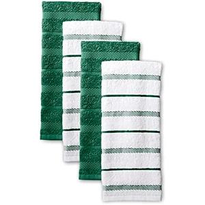 KitchenAid Albany Kitchen Towel 4-Pack Set, Green/White, 16"x26"