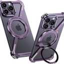 Minimalist Z Case Compatible with iPhone 14 Pro, 360 Kickstand Bezel Less Metal Slim Bumper Phone Case, Drop-Proof Protective Shell, Easy Fit, Purple