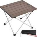 Grope Portable Camping Table with Aluminum Table Top, Folding Beach Table Easy to Carry, Prefect for Outdoor, Picnic, BBQ, Cooking, Festival, Beach, Home (Coffee-S)
