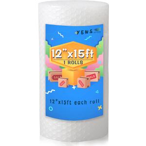 12 inch x 15 ft Bubble Cushioning Wrap for Moving Boxes Shipping Packing Supplies 1 Roll 12" X 15' feet Perforated