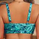 Women Plus Size Bikini Top - Green Paisley Twist Front Swimsuit Top Push Up Full Coverage Bathing Suit 2025 Swim Bra for Large Bust 16W