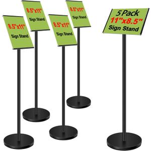 8.5 x 11 Sign Holder Stand , Adjustable Pedestal Floor Standing Display Stand for Sign Poster, Horizontal Vertical View Signage Stand for Indoor Outdoor