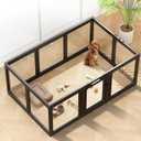 Clear Acrylic Dog Playpen Indoor, Puppy Cat Small Pet Play Pen, Pet Cat Playpen for Rabbits, Dog Fence Crate Kennel Whelping Cage (24", Black, 10 Panel)