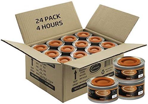 Luminar Resealable-Wick Chafing Fuel Cans, 24 Pack, 4 Hour - Premium Quality Burners for Food Warmers - No More Spills, Waste, or Hassle - Perfect for Convenient, and Long-Lasting Event Catering