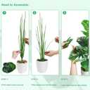 SAJANDAS Set of 2 Artificial Monstera Deliciosa Plants in Pots, Fake Tropical Palm Tree with Greenery Leaves Stems, 28 Inch Artificial Cheese Plant for Home Bathroom, Office, Windowsill Decor