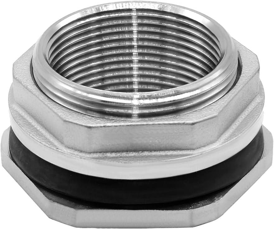 Beduan 1.5" Female Bulkhead Water Tank Connector Stainless Steel Thru-bulk Fitting