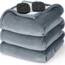 Bedsure Electric Blanket Queen Size - Dual Control Heated Blanket Queen, GentleSoft Fast Heating with 10 Time Settings & 10 Heat Settings, Warm Gift for Grandma (84x90 inches, Grey) (01 - Grey)