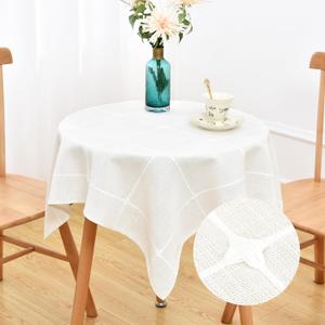 NEWISHER Farmhouse Embroidered Plaid Tablecloth Lattice Fabric Table Cloth Square Rustic Checkered Table Cover Dining Kitchen Home Decor Party 42 x 42 inch