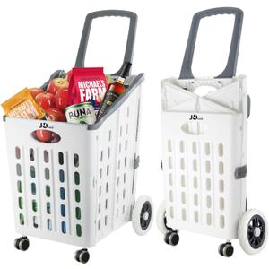 Shopping Cart for Groceries, 75L Extra Large Capacity Grocery Cart 360° Rolling Swivel Wheels, Utility Cart Folding Shopping Carts for Laundry Luggage Shopping