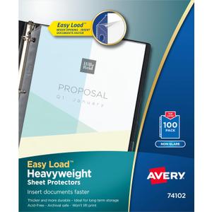 Avery Clear Heavyweight Sheet Protectors, Non-Glare, Easy Load, 100 Document Protectors (74102)