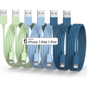 3 x Apple MFi Certified 6Pack iPhone Charger - 3/3/6/6/6/10 FT Lightning Cable USB High Speed Nylon Braided Fast Charging Cord Compatible for iPhone 14/13/12/11 Pro Max/XS MAX/XR/XS/X/8/7/6 Plus 3 x Apple MFi Certified 6Pack iPhone Charger - 3/3/6/6/6/10 FT Lightning Cable USB High Speed Nylon Braided Fast Charging Cord Compatible for iPhone 14/13/12/11 Pro Max/XS MAX/XR/XS/X/8/7/6 Plus