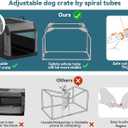 PETSFIT Dog Travel Crate, Soft Sided Dog Crate - 36 Inch Sturdy Adjustable Structure, Easy to Set Up, Collapsible Dog Crate for Car, Light Tough with 3 Mesh Doors Gray
