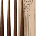 CANDWAX 12 inch Taper Candles Set of 4 - Dripless and Smokeless Unscented - Slow Burning Candle Sticks - Brown Candles