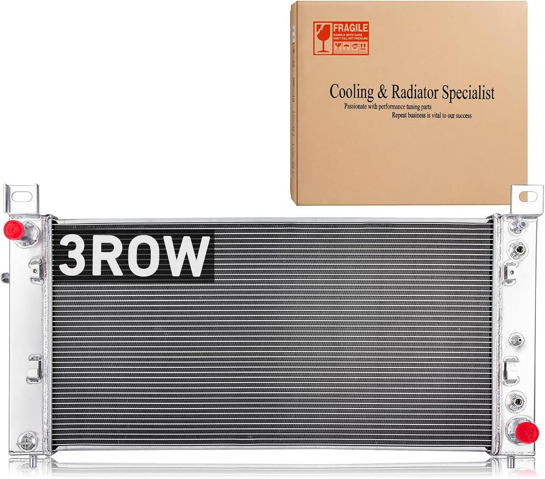 34" 3 Row Radiator for 2002-2013 2011 Chevy Silverado Suburban 1500 2500 3500, GMC Yukon, Cadillac 4.8 5.3L 6.0L, Aluminum Radiator For Chevy with Transmission Oil Cooler