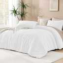 Andency White Comforter Full Size, 3 Pieces Boho Lightweight Fluffy Bedding Comforter Set for Full Bed, Tufted Farmhouse Design Bed Set for All Seasons (1 Comforter 79x90In, 2 Pillowcases)