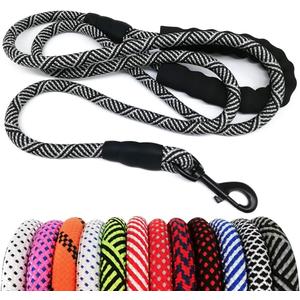 MayPaw Heavy Duty Rope Dog Leash, 8 FT Nylon Pet Leash, Soft Padded Handle Thick Lead Leashes for Large Medium Dogs (Black, 1/2" * 8')