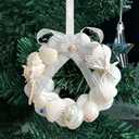 2PCS Seashell Christmas Ornaments - Handmade Natural Shell Crafts, Small Christmas Tree Wreath Hanging Ornaments, for Coastal & Beach & Nautical Xmas Tree Decor