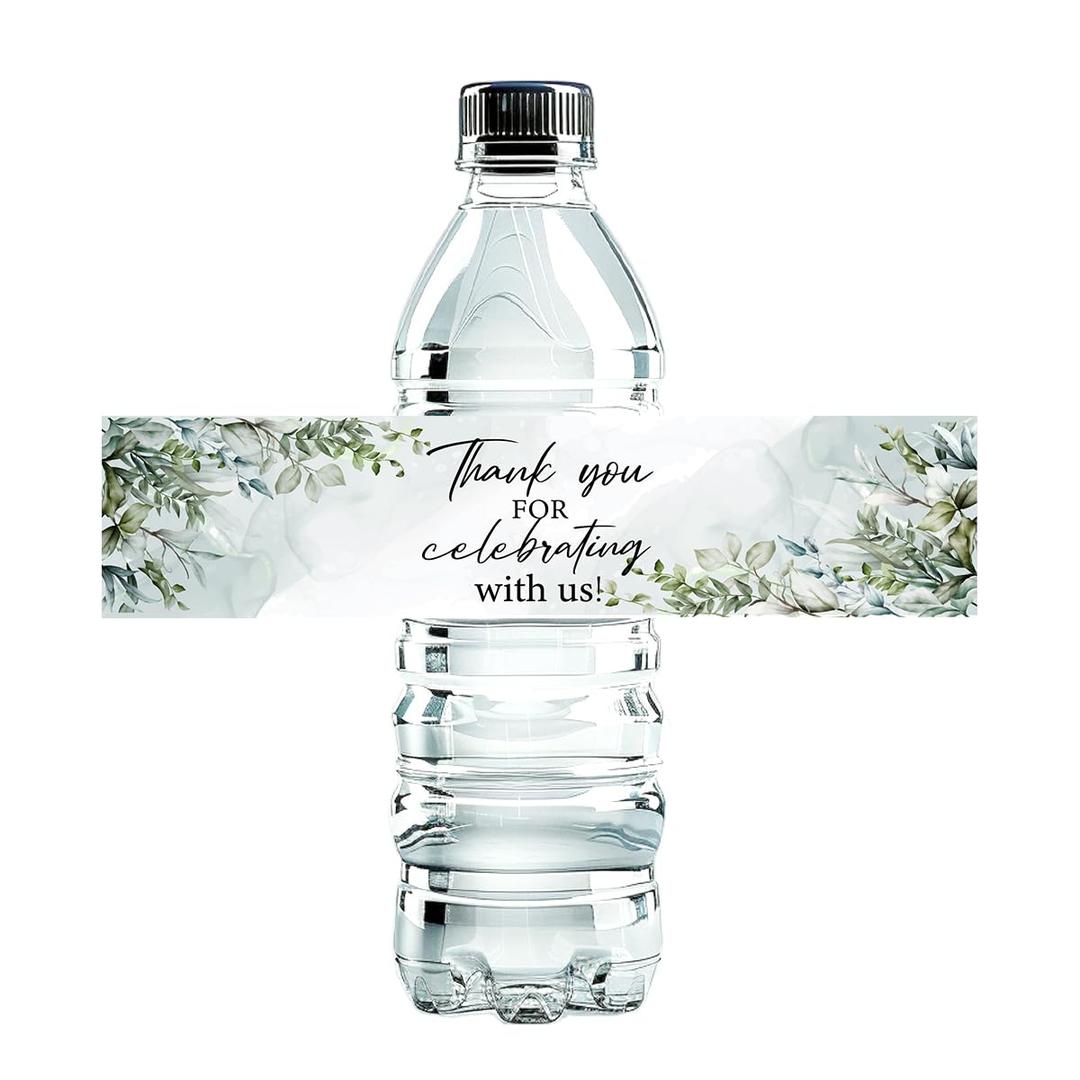 3 x 100 Pcs Wedding Water Bottle Labels Greenery Floral Water Bottle Labels Sticker for Wedding Bridal Baby Shower Prom Graduation Party Table Decoration Supplie