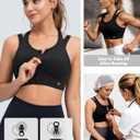 Yvette Front Closure High Support Sports Bras for Women Double Straps Plus Size Sports Bra with Sewn in Pads (Black, S)