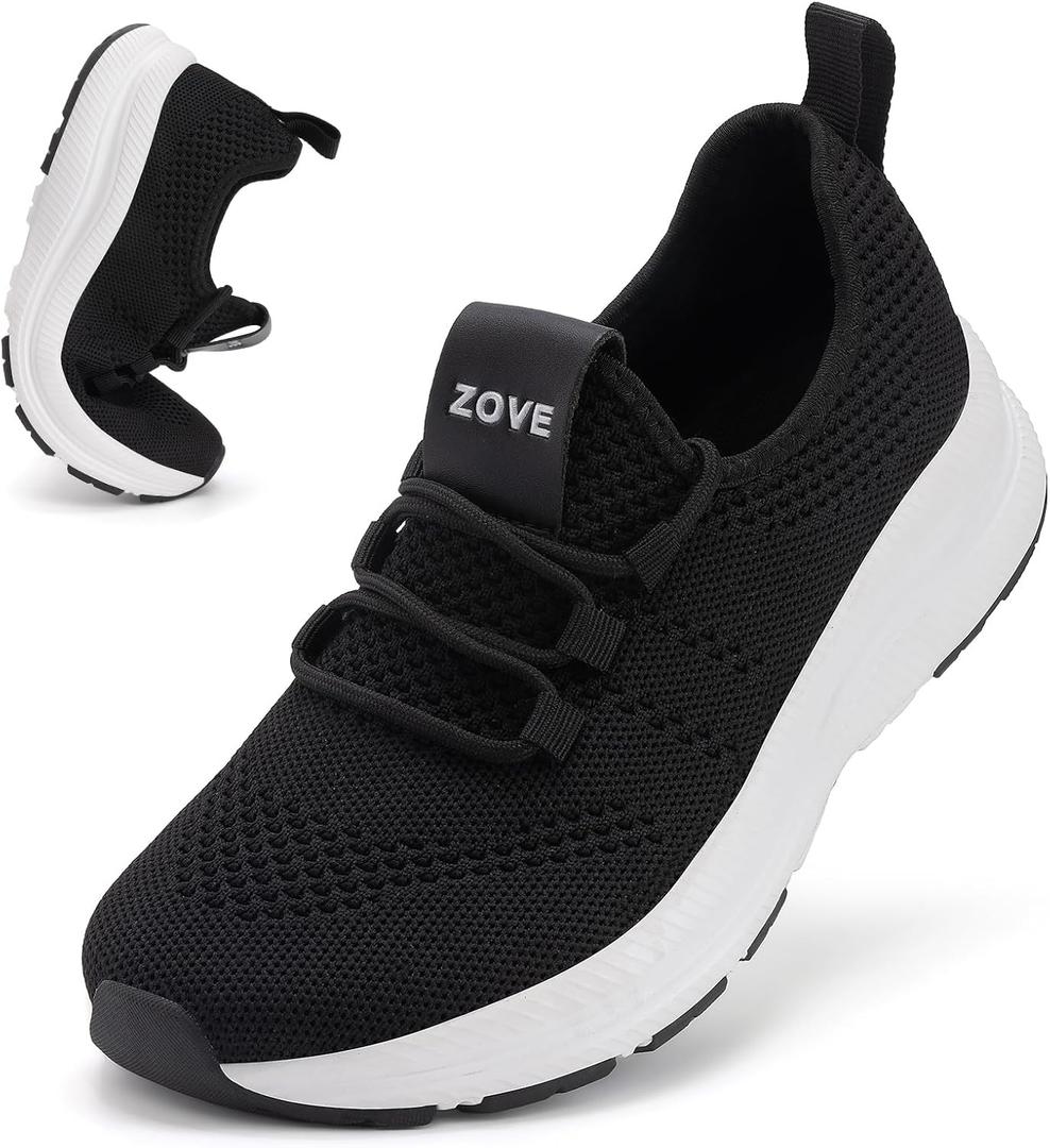 ZOVE Wide Toe Box Shoes Women Extra Wide Width Sneakers Ultra Light Road Running Shoes Non-Slip Tennis Sneakers Breathable Walking Athletic (Black)
