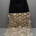 Women's Natural Strapless Dress Bustier Slim Black Top Splicing White Polka Dot Net Yarn Gown (Medium)