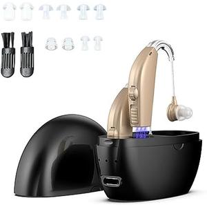 Manzelun Hearing Aids for Seniors Rechargeable with Noise Cancelling,Behind-The-Ear Severe Hearing Loss Hearing Amplifier,Physical Adjustment Buttons,Up to 25 Hours