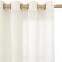 LAMIT Linen Semi Sheer Curtains 63 Inch Length 2 Panels, Light Filtering Neutral Window Bedroom Curtains Farmhouse Boho Bronze Grommet Drapes for Living Room/Dining Room, Cream, 34 x 63 Inch