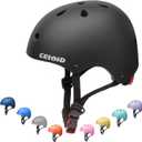 Kids Bike Helmet, Toddler Skateboard Helmets for Ages 2-3-5-8-14 Years Boys Girls Adjustable Multi-Sport Bicycle Skateboarding Football Roller Skating Scooter Rollerblade Balance Bike Helmet (Black)