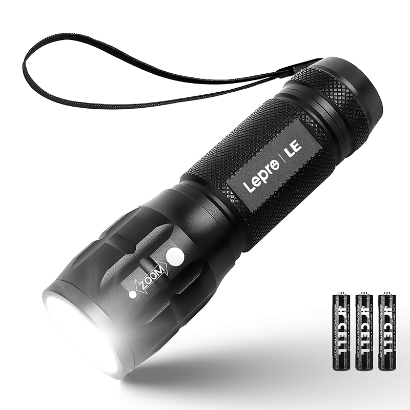 Lighting EVER LED Flashlights High Lumens, Small Flashlight, Waterproof, Adjustable Focus Flash Light for Outdoor, Emergency, AAA Batteries Included, Tactical & Camping Accessories