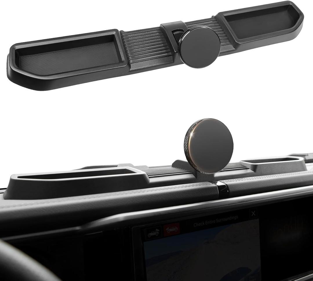 Magnetic Dash Phone Mount for 2024 2025 Jeep Wrangler JL JLU & Gladiator JT Accessories Multi-Mount Phone Holder Dashboard Storage Tray with Extra Clip Bracket, Not for Oil-Electric 4xe