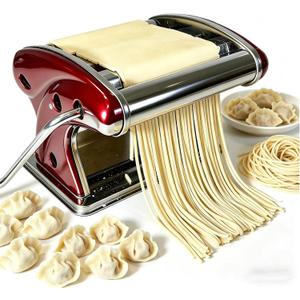 LEONEBEB Pasta Maker Stainless Steel 2-in-1 Manual Noodle Machine with 2mm & 4mm Cutters, Adjustable Thickness 0.1-5mm for Spaghetti, Fettuccine, Ramen, Dumpling Wrappers