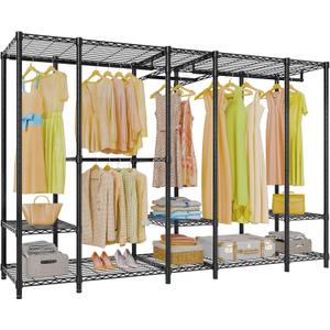 VIPEK V50 Extra Large Portable Closet Rack Bedroom Armoire Freestanding Wardrobe Closet, Heavy Duty Clothes Rack Multi-Functional Metal Clothing Rack for Hanging Clothes, Max Load 1300lbs, Black