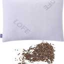 LOFE Organic Buckwheat Pillow for Sleeping -14''x20'', Adjustable Loft, Breathable for Cool Sleep, Cervical Support for Back and Side Sleepers(Tartary Buckwheat Hulls, A Removable Pillowcase) (White)