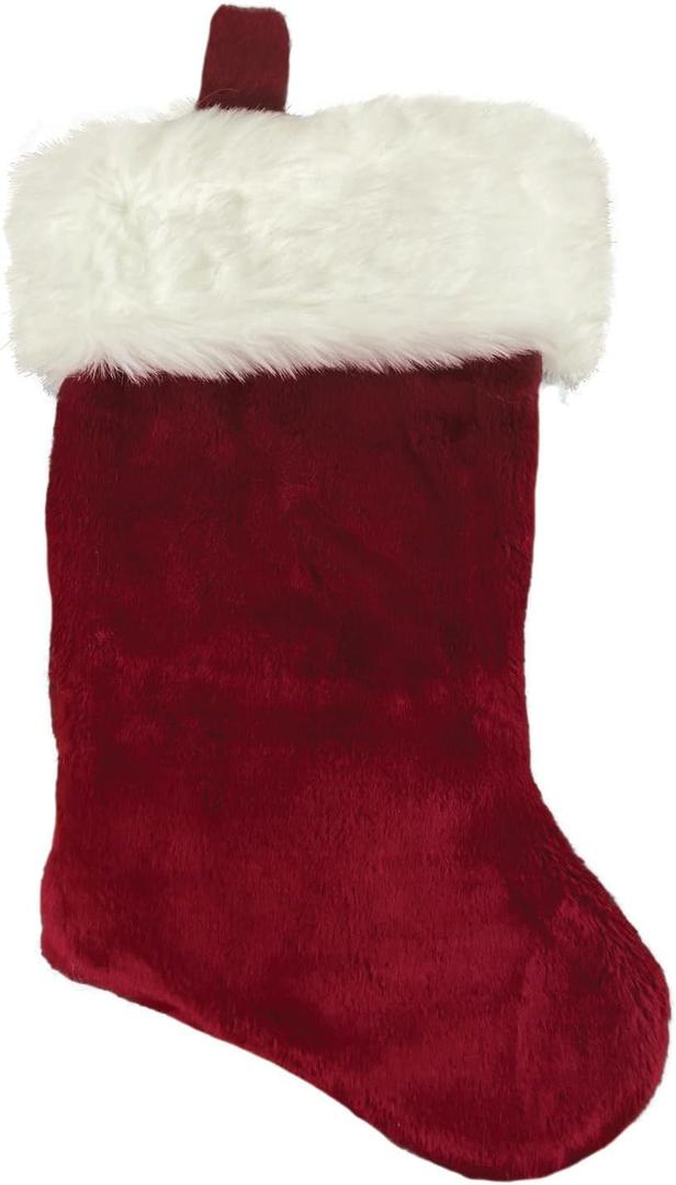 Halco 21 Inch Burgundy Christmas Stocking Plush Velvet