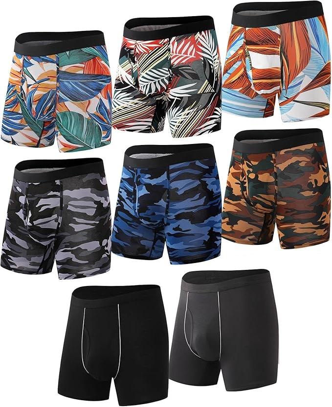 HAVVIS Men's Performance Underwear Boxer Briefs Soft Comfortable Bamboo Viscose Underwear for Men Multipack 8 Pack L