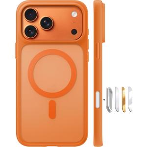 TORRAS Magnetic Shockproof for iPhone 17 Pro Case, Camera Control, Fit for MagSafe, Military-Grade Protection, Translucent Slim Case for iPhone 17 Pro Phone Case Anti-Fingerprint, Cosmic Orange
