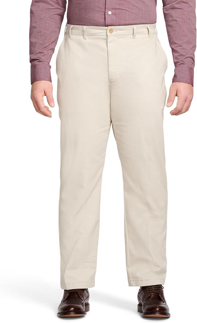 IZOD Men's Big and Tall Performance Stretch Flat Front Pant (44W x 34L, Warm Pearl)