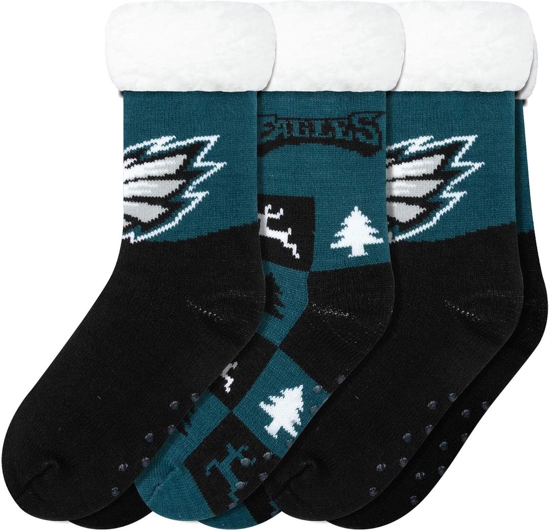 FOCO Women's NFL Team Logo Fan Footy 3-Pack Slipper Socks, One Size