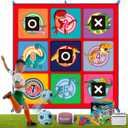 Soccer Tic Tac Toe Game - Toy Gift for Boys Girls Age 3-8, Football Bean Bag Toss Game Set for Kids Toddlers, Indoor Outdoor Backyard Party Game with Velcro Balls and Target Goal Mat (59 X 59 in)