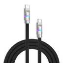 chubbycable Neon Chubby - Fast Charge Cable with Smart Light RGB Color Gradual Light Up 100W Charging Cord LED USB C Cable Compatible with iPhone 17-15 Series, Black, Type-C to Type-C, 3.3 FT