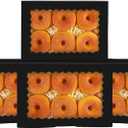 qiqee 50Pcs Black Cookie Box with Window 9x6x2.5 inch Pastry Macaron Bakery Box For Packaging