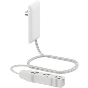 LIDER Flat-Face Outlet Extender with 3 Receptacles, Ultra-Thin Wall Plate Plug with Cord Extender and 3-Outlet Power Strip, 3ft Cord, LWE3-315-W, ETL-Listed, White