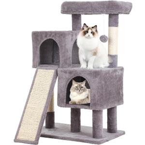 FDW Cat Tree for Indoor Cats 36 Inches Cat Tower Multi-Level Indoor Cat Play Condo House with Scratching Posts, Spacious Perch, Sisal Posts and Dangling Toys (Ashy)